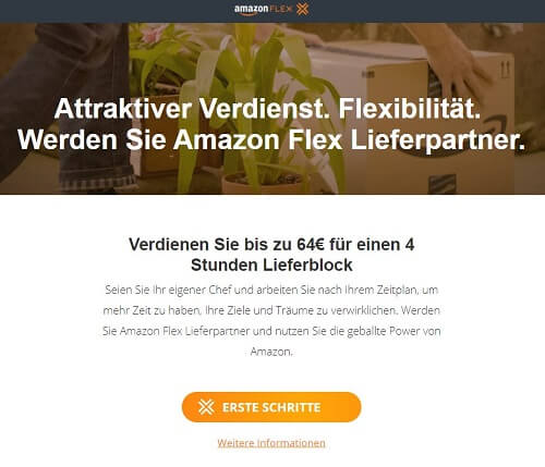 Amazon Flex Startseite Screenshot