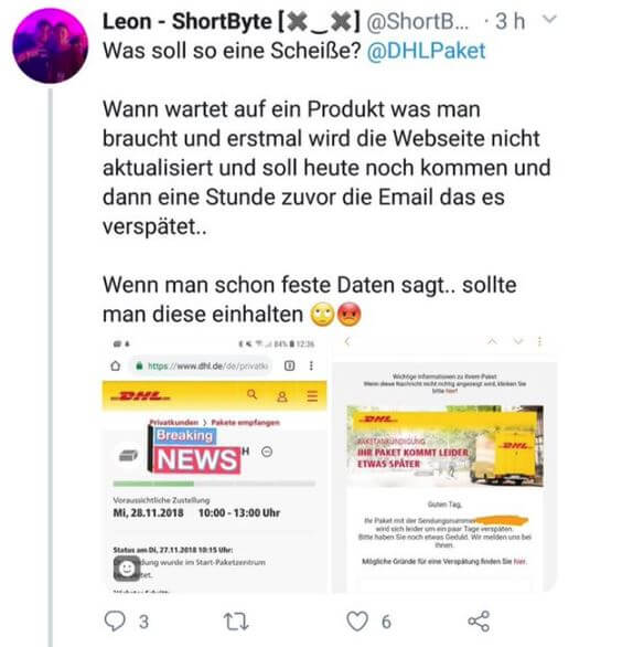 Tweet DHL-Streit
