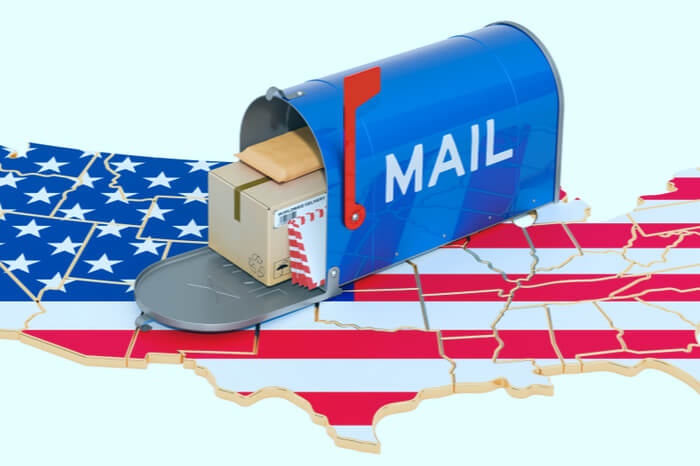 Briefkasten auf USA-Karte