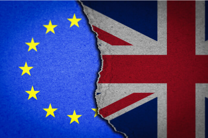 Brexit Flagge EU und Großbritannien