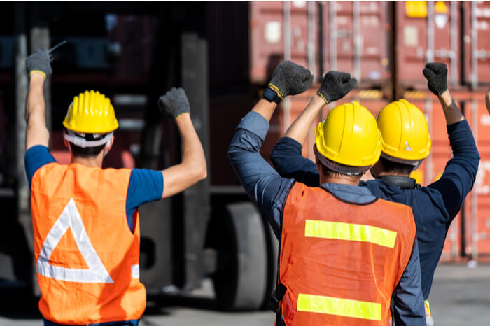 Streikende Mitarbeiter in der Logistik (Symbolfoto)