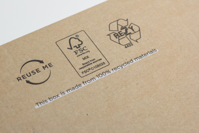 Logos Nachhaltigkeit auf Verpackung